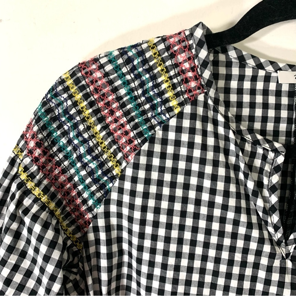 Madewell Smocked Gingham Blouse With Tassel Belt - Picture 5 of 14